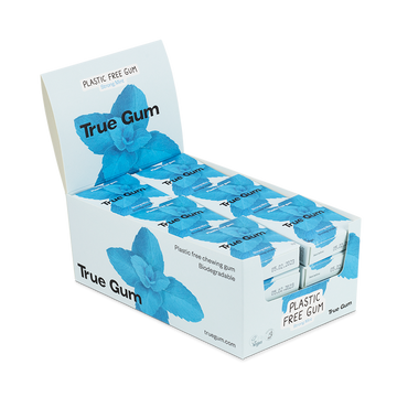 True Gum Strong Mint plastic-free, biodegradable, vegan chewing gum 24-pack